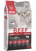 БЛИТЦ BLITZ Sensitive Adult Cats сухой корм для взрослых кошек Говядина