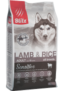 БЛИТЦ BLITZ сухой корм для взрослых собак ягненок с рисом 