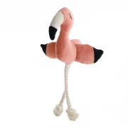 МИСТЕР КРАНЧ (Mr.Kranch) Игрушка для собак мелких и средних пород Фламинго с канатом и пищалкой, 24х13х6 см, персиковый
