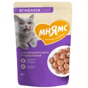 МНЯМС пауч для кошек комфортное пищеварение с ягненком кусочки в соусе 85г