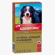АДВАНТИКС капли для собак (40-60 кг) от блох, клещей и комаров/ 1 пипетка