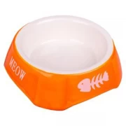 МИСТЕР КРАНЧ (Mr.Kranch) Миска керамическая для кошек оранжевая с рыбками 140мл