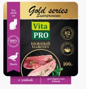 ВИТА ПРО (VITA PRO) GOLD series Superpremium консервы для кошек паштет с Уткой 100г