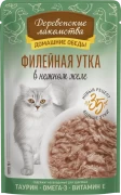 ДЕРЕВЕНСКИЕ ЛАКОМСТВА Домашние обеды пауч для взрослых кошек Филейная утка в нежном желе 70г