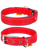 КОЛЛАР Ошейник нейлоновый двойной о светоотражающей вставкой DogExtremе (ш 40мм/д 60-72см) Красный