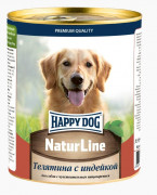 ХЭППИ ДОГ NaturLine консервы для собак Телятина с индейкой 970 гр