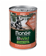 МОНЖ NATURAL DOG консервы BWILD GRAIN FREE для взрослых собак всех пород Индейка с тыквой и кабачками