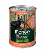 МОНЖ NATURAL DOG консервы BWILD GRAIN FREE для взрослых собак мелких пород Утка с тыквой и кабачками