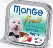 МОНЖ FRUIT DOG консервы PATE & CHUNKIES with Lamb & Apple для собак Нежный паштет из ягненка с яблоком 100 гр