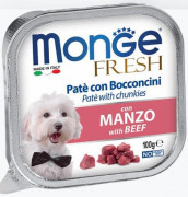 МОНЖ FRESH DOG консервы PATE e BOCCONCINI con MANZO для собак Нежный паштет из говядины 100 гр