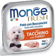 МОНЖ FRESH DOG консервы PATE e BOCCONCINI con TACCHINO для собак Нежный паштет из индейки 100 гр