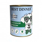 БЕСТ ДИННЕР BEST DINNER Exclusive Vet Profi Hypoallergenic консервы для собак и щенков для профилактики пищевой аллергии Конина и рис