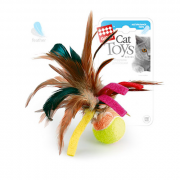 ГИГВИ GIGWI Игрушка для кошек CAT TOYS Теннисный мячик с перьями 14 см (арт. 75068)