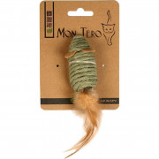 ХОУМ КЭТ МОН ТЕРО ЭКО Игрушка для кошек Мышь с перьями и кошачьей мятой (зеленая)