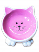 КЕРАМИКАРТ Миска керамическая для кошек Мордочка кошки на ножках 100 мл, розовая