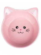 КЕРАМИКАРТ Миска керамическая для кошек Мордочка кошки 200 мл, розовая