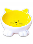 КЕРАМИКАРТ Миска керамическая для кошек Мордочка кошки на ножках 100 мл, желтая