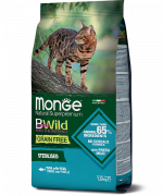 МОНЖ NATURAL CAT BWILD GRAIN FREE сухой корм для стерилизованных кошек из Тунца 1,5 кг