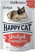 ХЭППИ КЭТ пауч STERILIZED для взрослых стерилизованных кошек Говядина в желе/ 100 гр