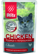 БЛИТЦ BLITZ Classic пауч для взрослых кошек Курица с потрошками, нежные кусочки в соусе/ 85 гр